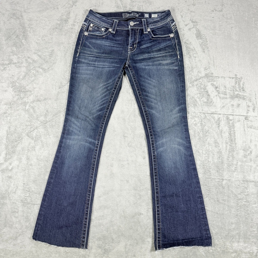 Miss Me Womens 27 Standard Bootcut Jeans Dark Wash Embellished